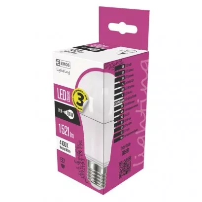 EMOS LED žárovka Classic A60 / E27 / 13,2 W (100 W) / 1 521 lm / neutrální bílá