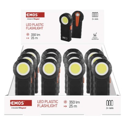 EMOS COB LED svítilna  plastová, 3× AAA