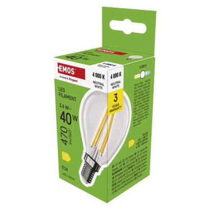 EMOS LED žárovka Filament Mini Globe / E14 / 3,4 W (40 W) / 470 lm / neutrální bílá