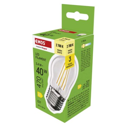 EMOS LED žárovka Filament Mini Globe / E27 / 3,4 W (40 W) / 470 lm / teplá bílá