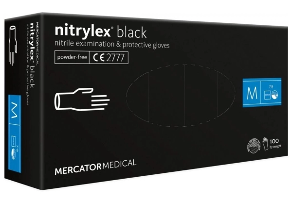 Rukavice nitrilové jednorázové Mercator Medical Nitrylex Black 100 ks - vel. L