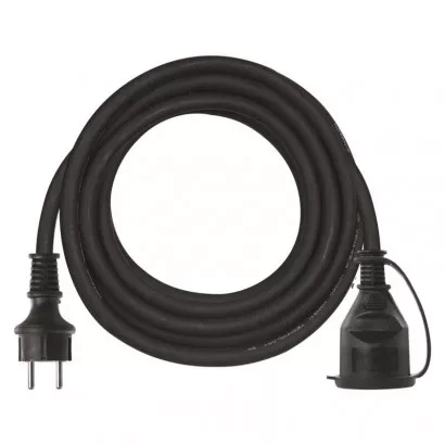 EMOS Venkovní prodlužovací kabel 5 m / 1 zásuvka / černý / guma-neopren / 250 V / 1,5 mm2